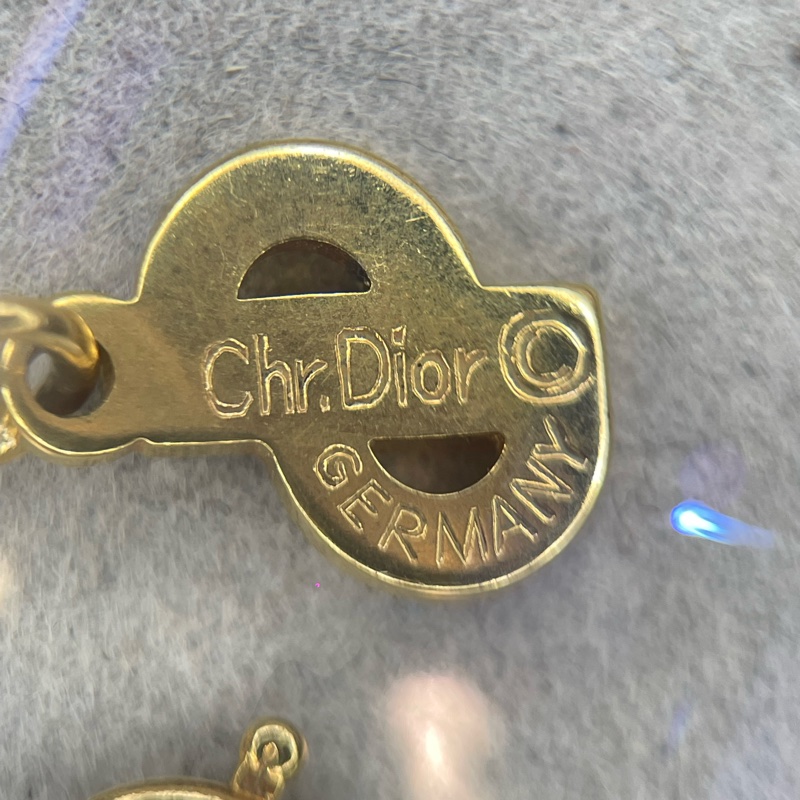 Dior 中古Vintage 水鑽金色耳夾項鏈套裝 XA658-16