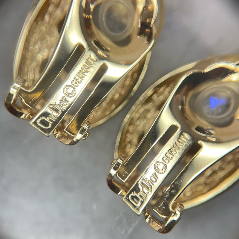 Dior 中古Vintage 水鑽金色耳夾項鏈套裝 XA658-17
