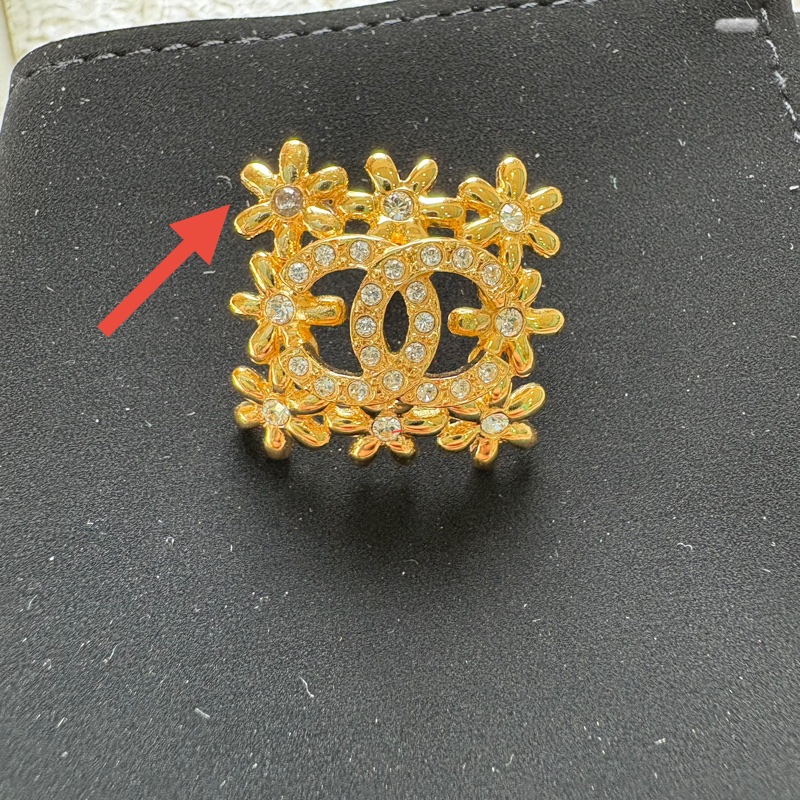 Chanel 金色小花方圈鑽飾耳環 針式耳環 耳釘-1