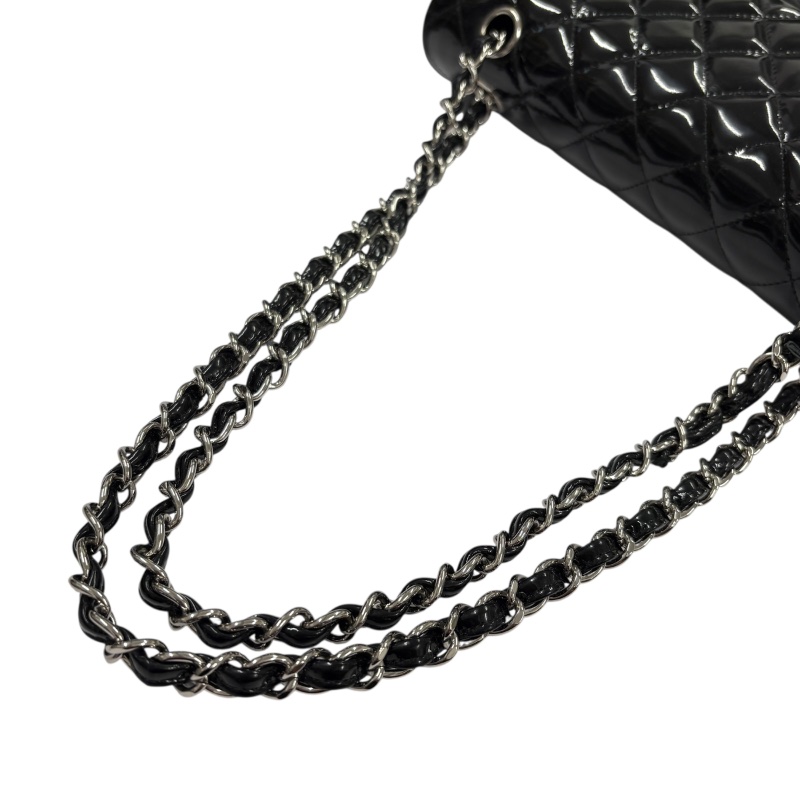 CHANEL 香奈兒 Class Flap 25 CF25 肩背包 漆皮 黑色 銀扣-10