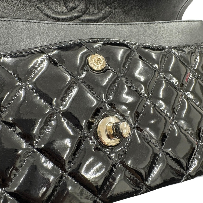 CHANEL 香奈兒 Class Flap 25 CF25 肩背包 漆皮 黑色 銀扣-16