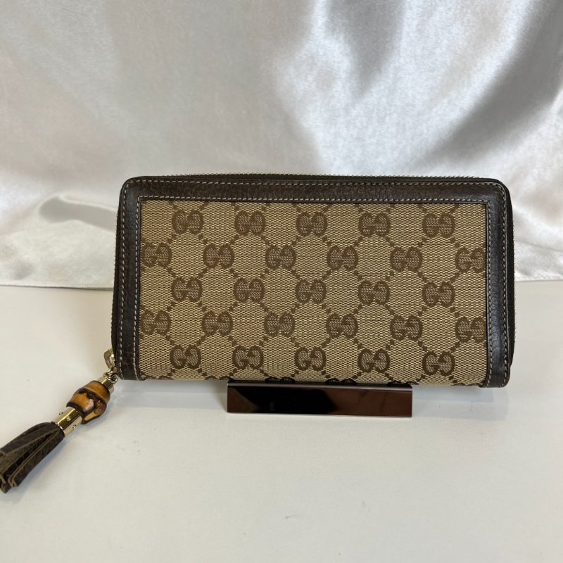 GUCCI 224253 老花竹節流蘇帆布ㄇ拉長夾-0