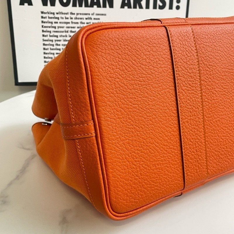 Hermes garden party36 愛馬仕橙 銀扣 框R刻-4