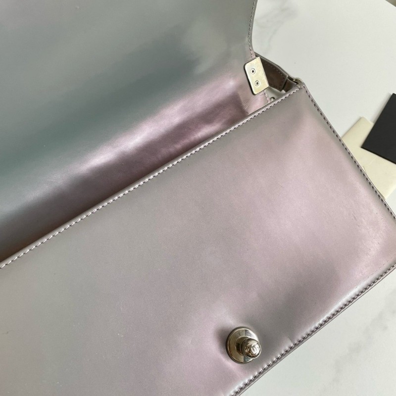 CHANEL 香奈兒leboy中號 金屬珠光色 銀扣-6