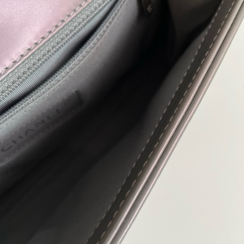 CHANEL 香奈兒leboy中號 金屬珠光色 銀扣-7