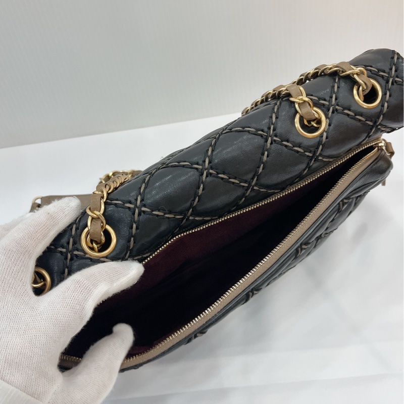 莉亞精品♡Chanel A92360 外縫線內雙層口蓋包 拼色 二手美包-4