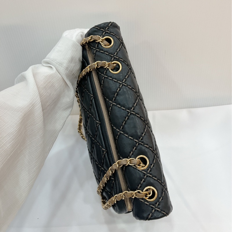 莉亞精品♡Chanel A92360 外縫線內雙層口蓋包 拼色 二手美包-8