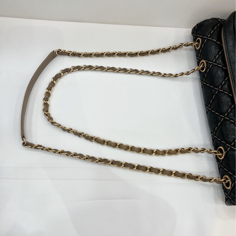莉亞精品♡Chanel A92360 外縫線內雙層口蓋包 拼色 二手美包-16