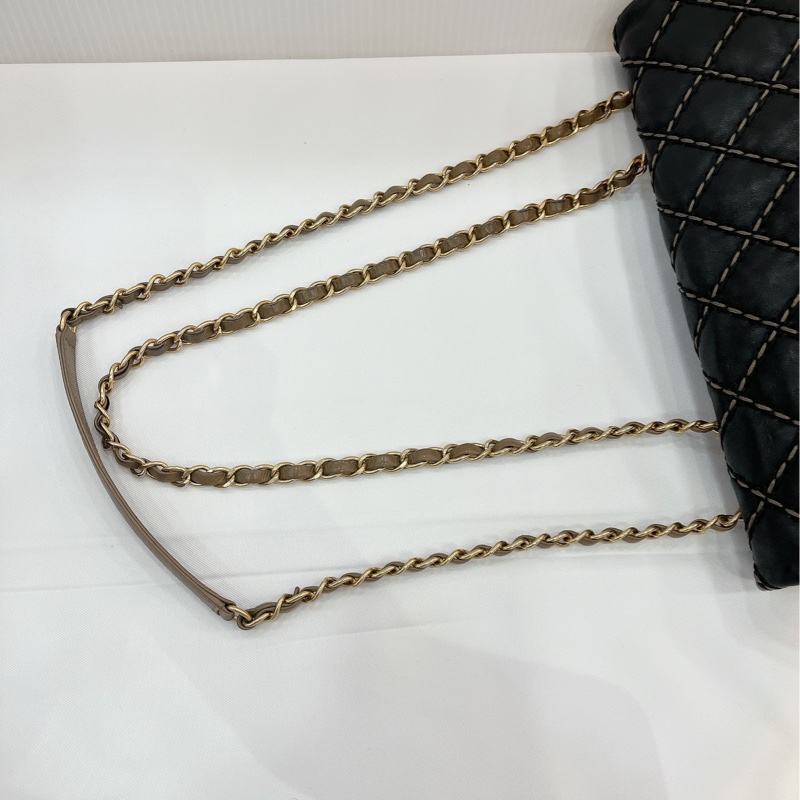 莉亞精品♡Chanel A92360 外縫線內雙層口蓋包 拼色 二手美包-17