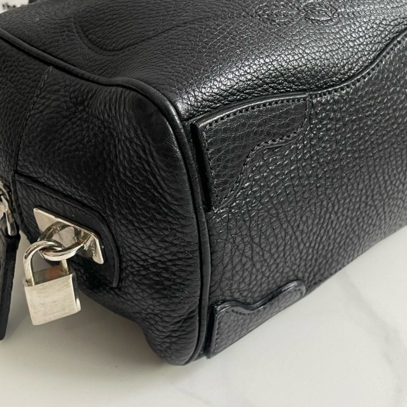 Prada黑銀保齡球包 經典百搭Prada logo暗紋 手提包-4