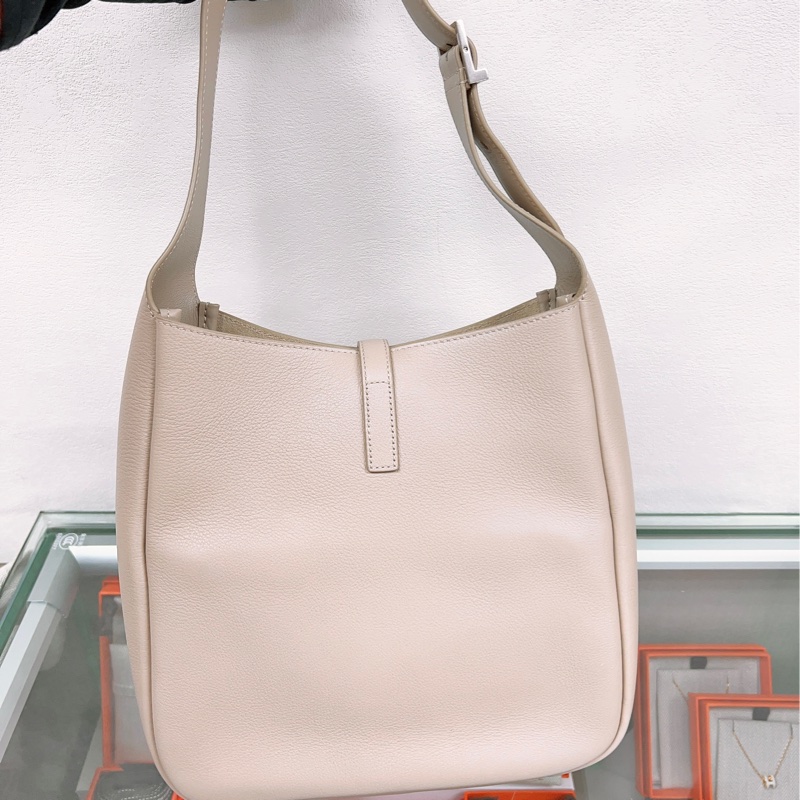 YSL 聖羅蘭 le 5 a 7 hobo 小號淺米灰 淺奶茶 托特/肩背包-1