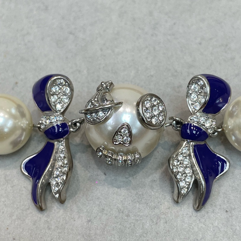 Vivian Westwood 水鑽紫藍蝴蝶珍珠項鏈 XA379-2