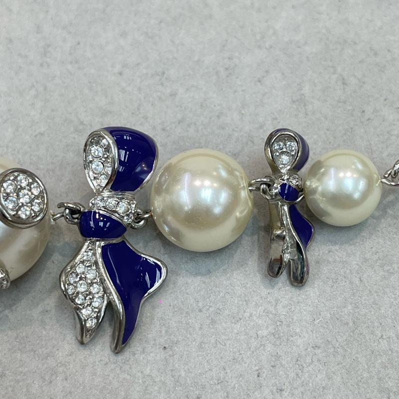 Vivian Westwood 水鑽紫藍蝴蝶珍珠項鏈 XA379-12