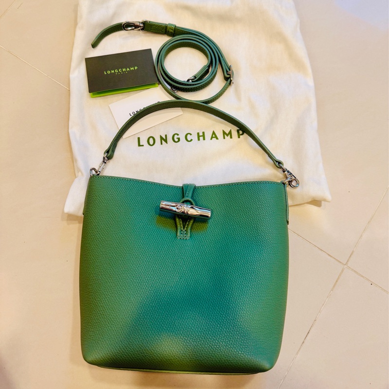 熱賣稀有款LONGCHAMP LE ROSEAU 水桶包/奧勒岡綠色 - 牛皮/法國製（看圖有規格）-16