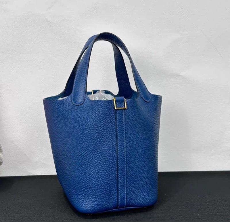 有購證💓 Hermes愛馬仕 菜籃子18 深邃藍金扣 tc皮 B刻-3