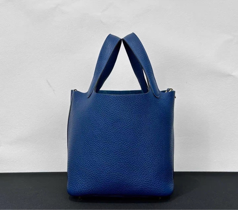 有購證💓 Hermes愛馬仕 菜籃子18 深邃藍金扣 tc皮 B刻-4