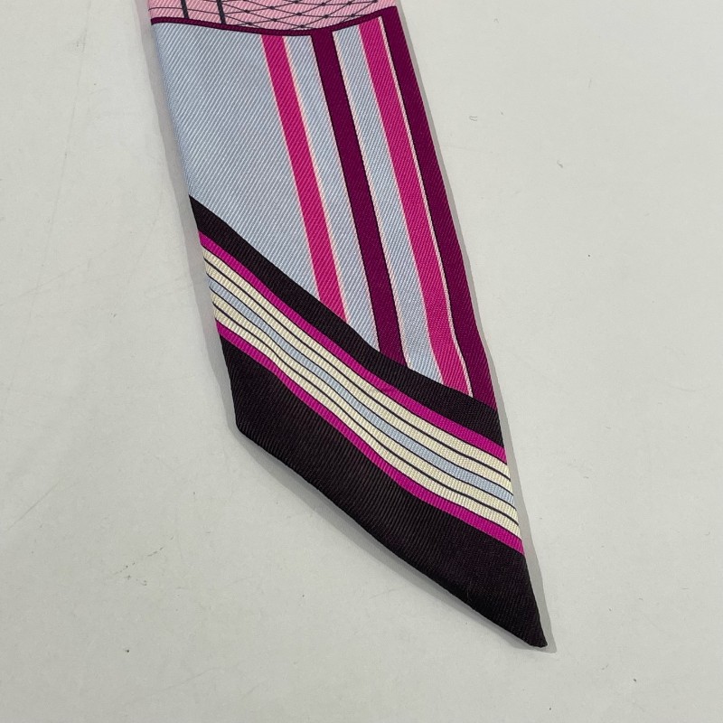 Hermes愛馬仕twilly絲巾 粉色/彩色-3