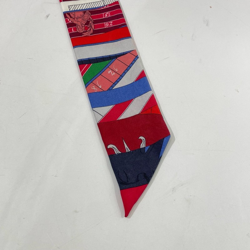 Hermes愛馬仕twilly絲巾 紅色/彩色-5