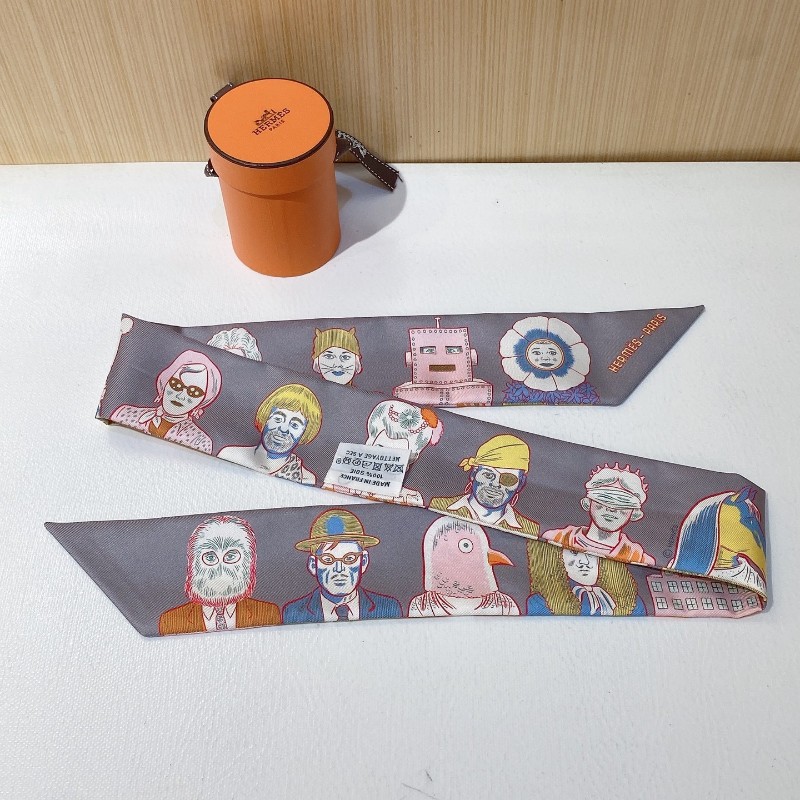 Hermes愛馬仕twilly絲巾 🈶盒子 人物肖像系列-1