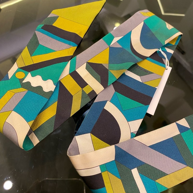 Hermes愛馬仕twilly絲巾 黃色/藍色-2