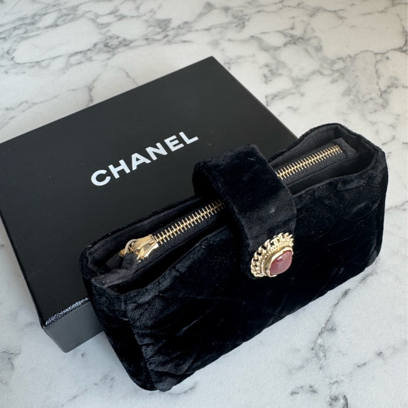 Chanel黑絨布寶石雙層功能小包✨✨-19