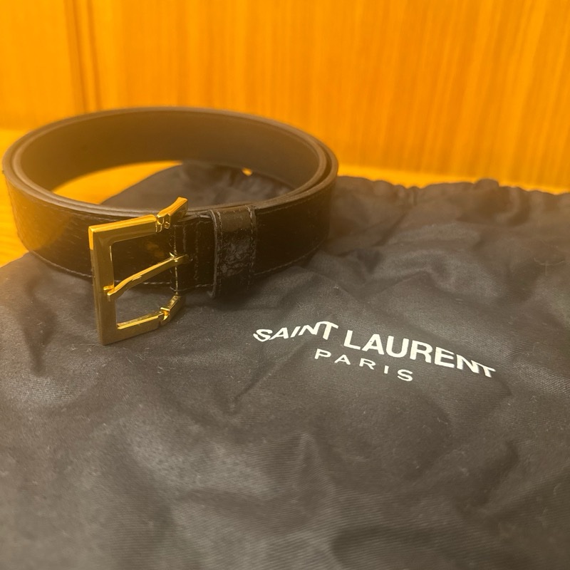 YSL 黑金蛇皮腰帶 75-5