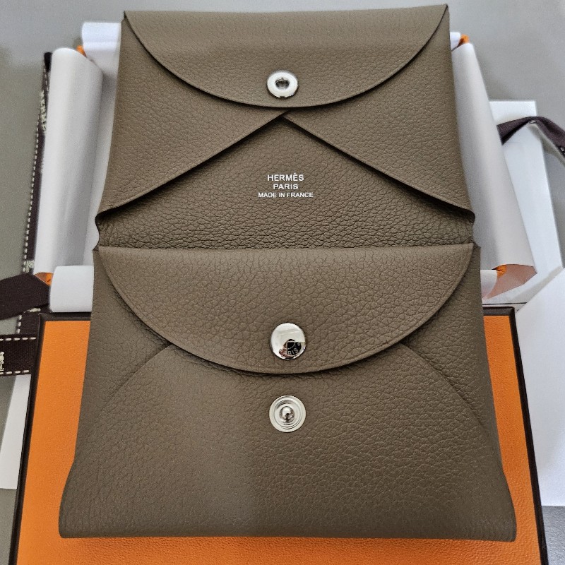2025專櫃購入-全新 HERME'S  Calvi Duo大象灰卡包-0