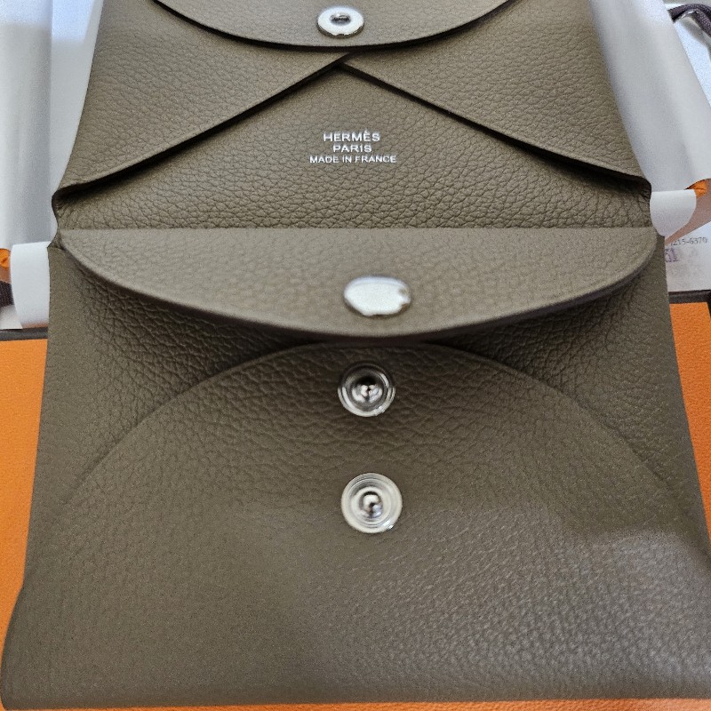 2025專櫃購入-全新 HERME'S  Calvi Duo大象灰卡包-2