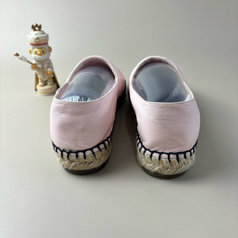 CHANEL/香奈兒 格菱紋雙C黑粉漁夫鞋 38碼-2
