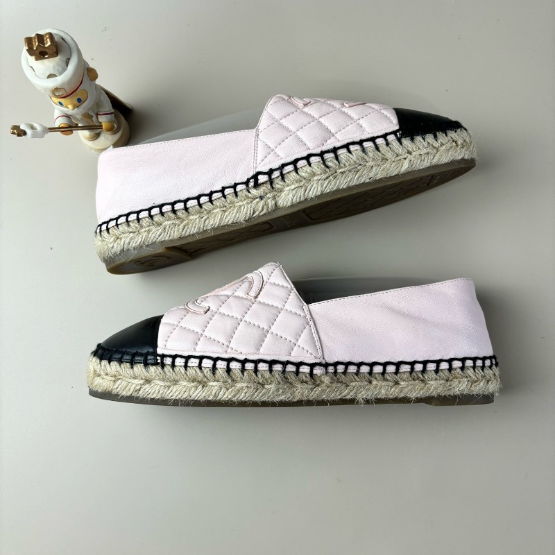 CHANEL/香奈兒 格菱紋雙C黑粉漁夫鞋 38碼-5