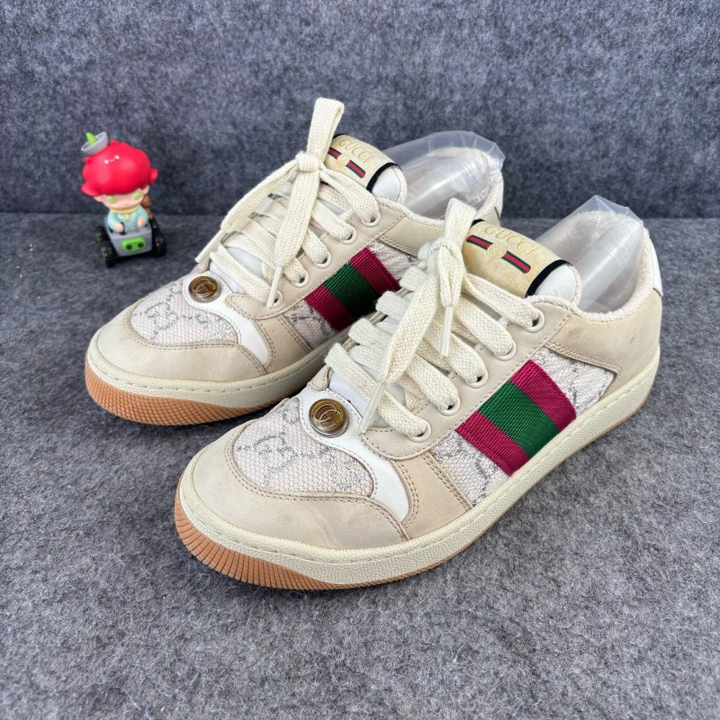 GUCCI/古馳 米白色雙G滿印休閒鞋 35.5碼-0