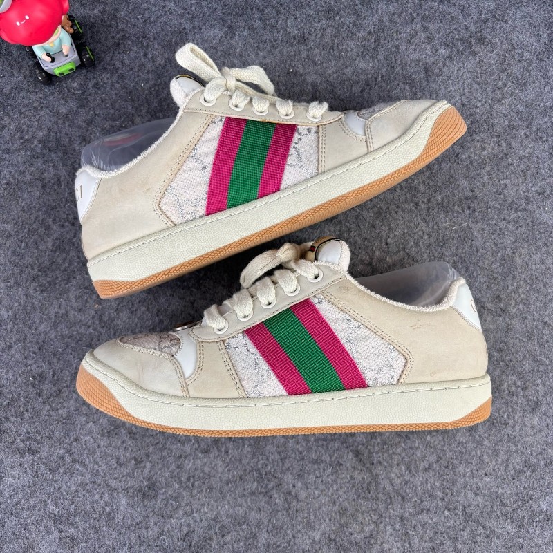 GUCCI/古馳 米白色雙G滿印休閒鞋 35.5碼-5