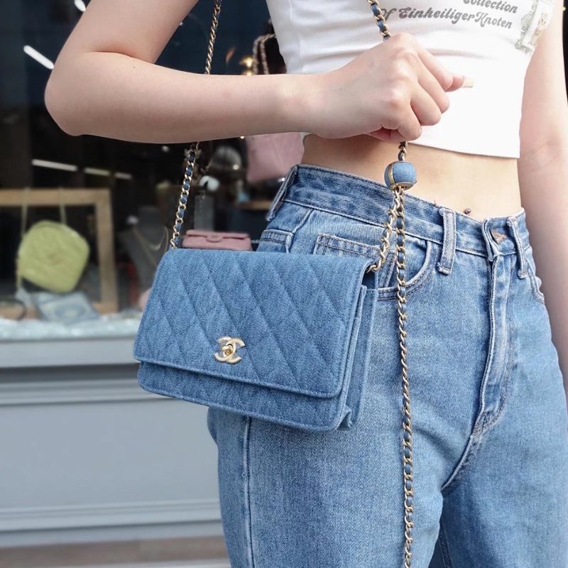 CHANEL 22C牛仔金球woc肩背斜背包 19*4.5*12 全新閒置配件盒子塵袋-1
