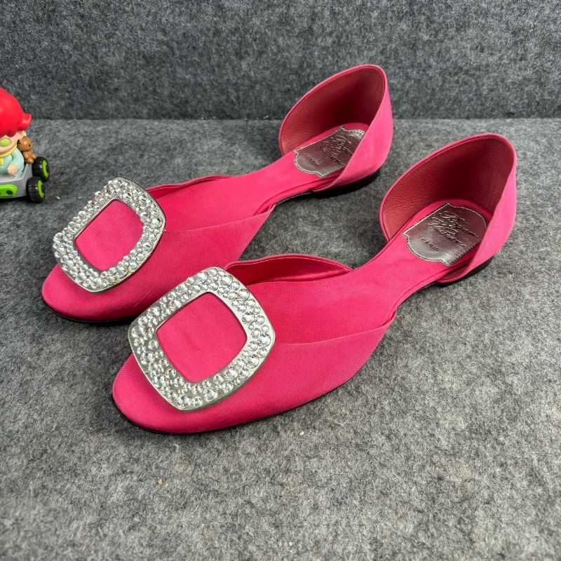 Roger vivier/RV 粉色鑽扣平底鞋 35碼 有原盒 防塵袋-0