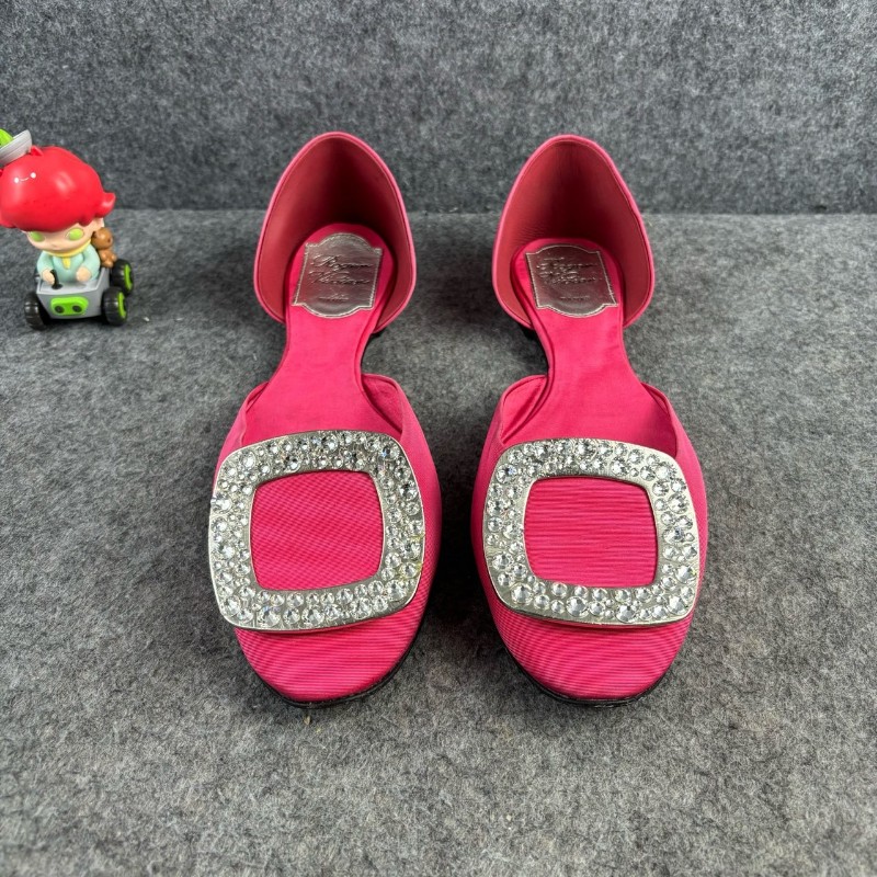 Roger vivier/RV 粉色鑽扣平底鞋 35碼 有原盒 防塵袋-1