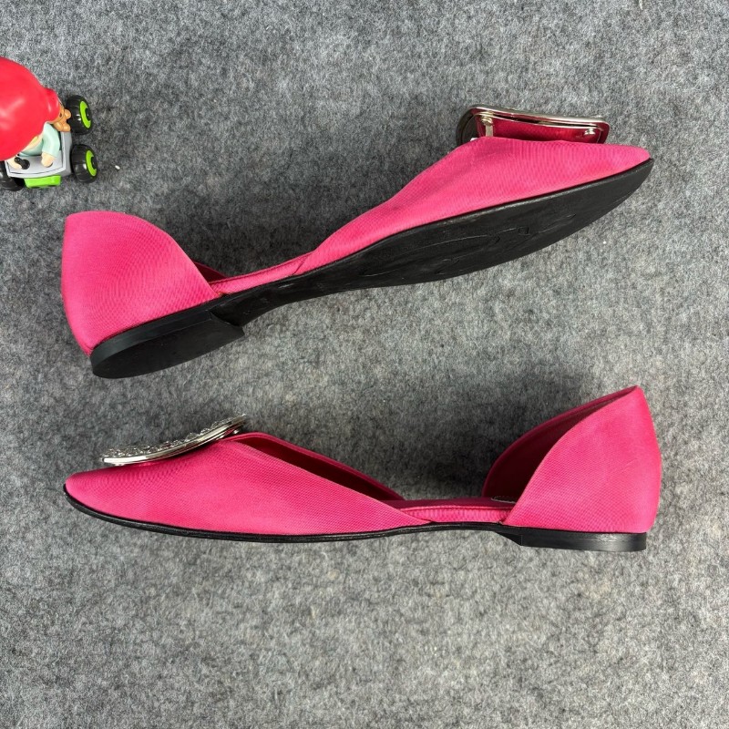 Roger vivier/RV 粉色鑽扣平底鞋 35碼 有原盒 防塵袋-4