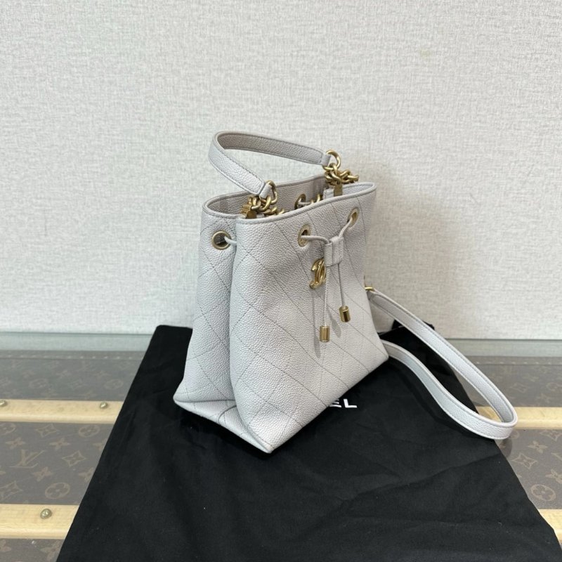 CHANEL 灰金荔枝紋水桶手提肩背包 20*12*20 99新配件盒子塵袋-1