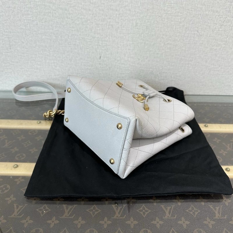 CHANEL 灰金荔枝紋水桶手提肩背包 20*12*20 99新配件盒子塵袋-2