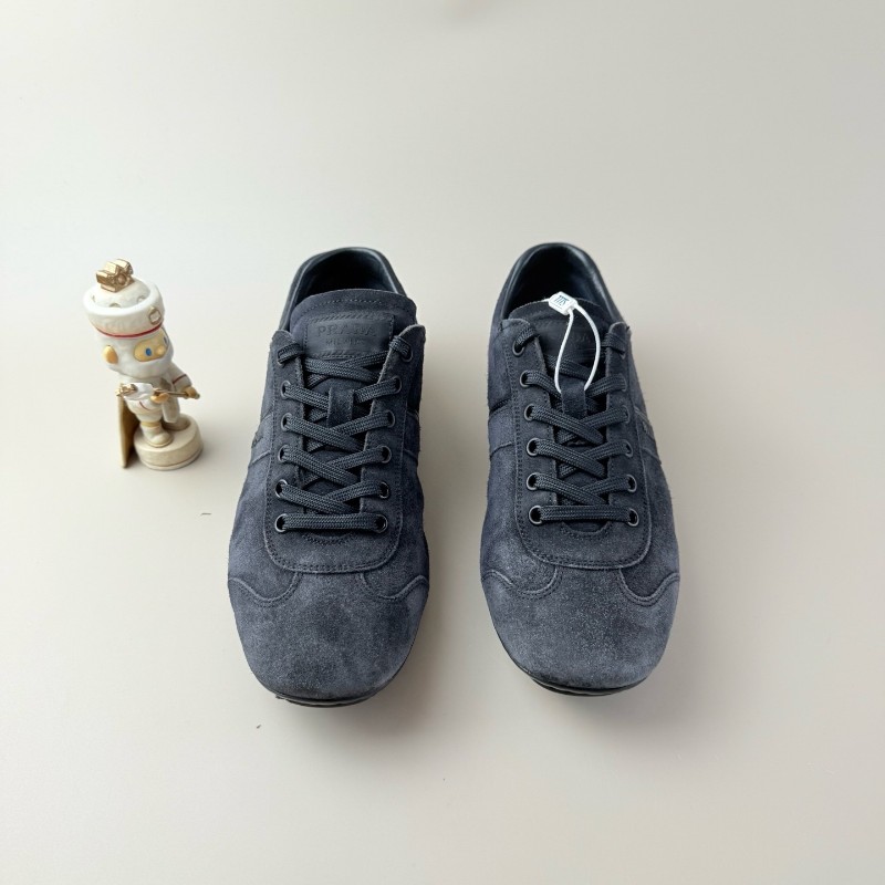 Prada/普拉達 純黑麂皮字母休閒鞋 37.5碼-1