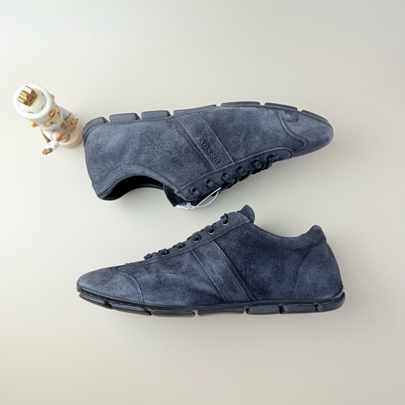 Prada/普拉達 純黑麂皮字母休閒鞋 37.5碼-2