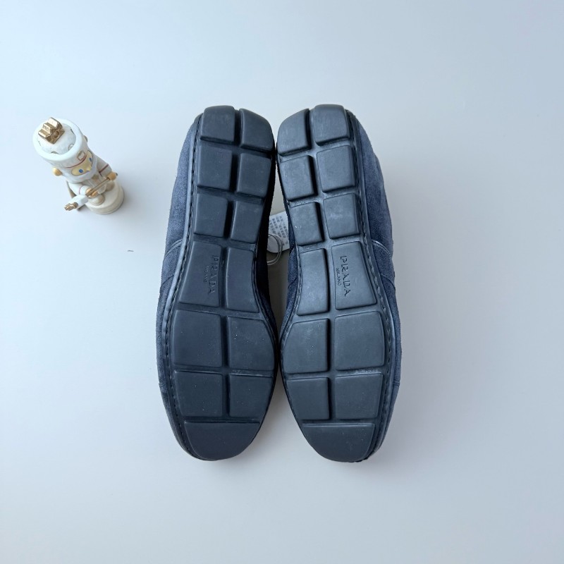 Prada/普拉達 純黑麂皮字母休閒鞋 37.5碼-5