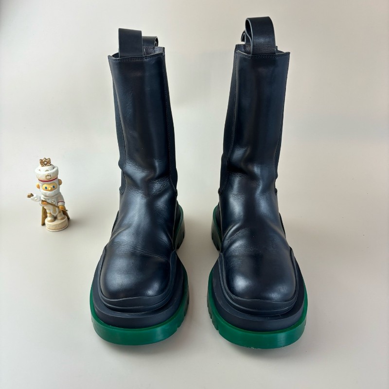 BV/葆蝶家 黑綠色中筒靴 37碼-1