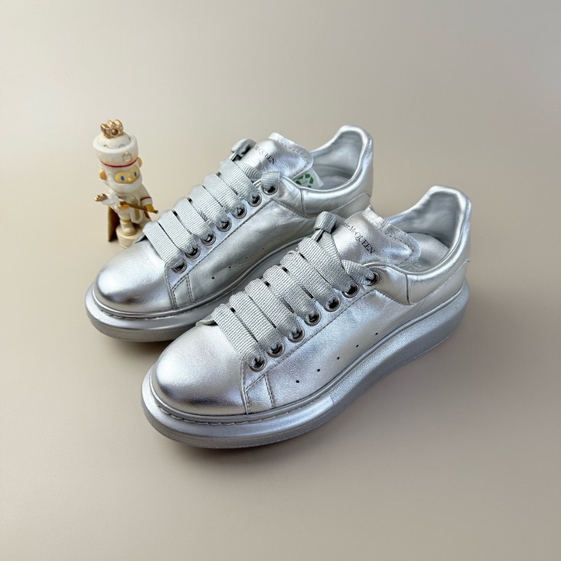 Alexander McQueen銀色繫帶厚底休閒鞋 37碼-0