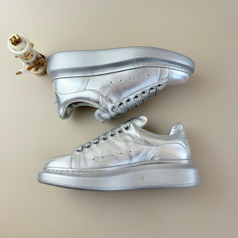 Alexander McQueen銀色繫帶厚底休閒鞋 37碼-2