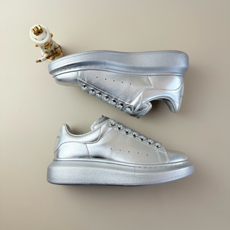 Alexander McQueen銀色繫帶厚底休閒鞋 37碼-4