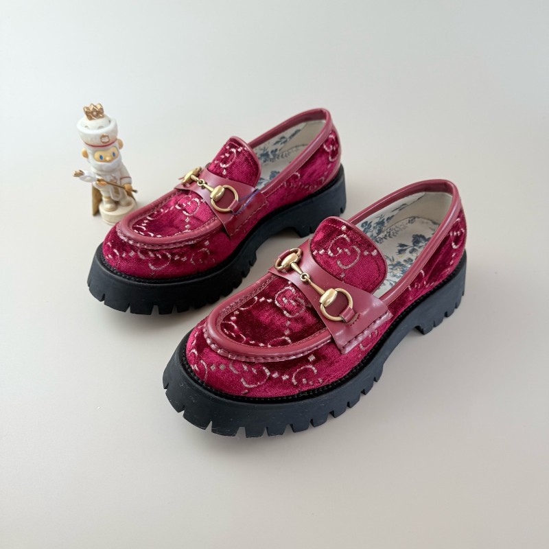 GUCCI/古馳 雙G絲絨滿印樂福鞋 38碼-0