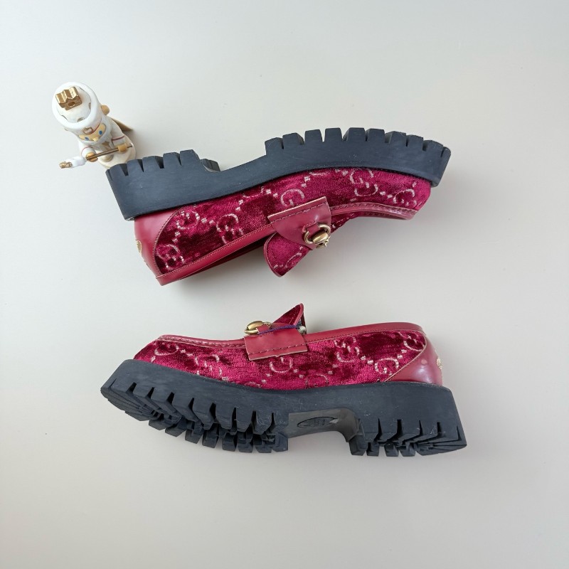 GUCCI/古馳 雙G絲絨滿印樂福鞋 38碼-2