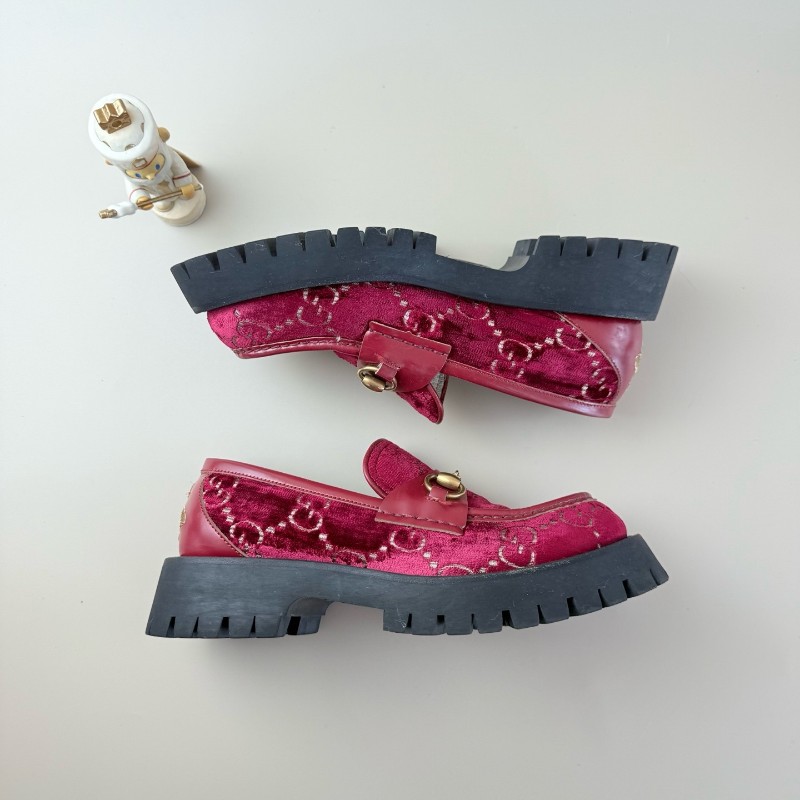 GUCCI/古馳 雙G絲絨滿印樂福鞋 38碼-5