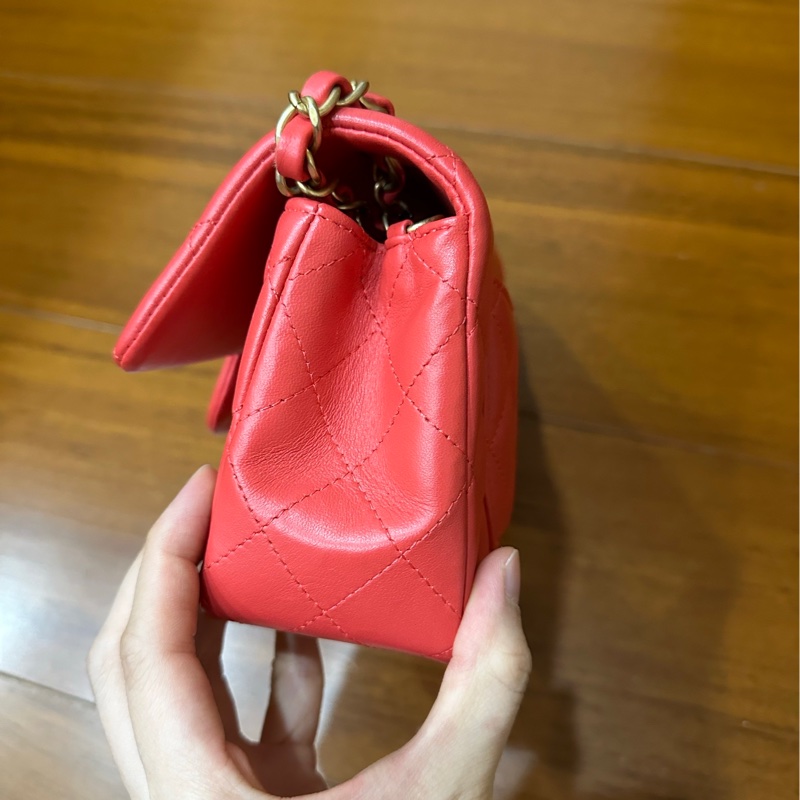 Chanel香奈兒 CF20 紅 羊皮 金 晶片款-2