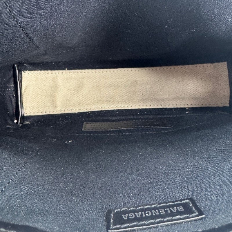 Balenciaga巴黎世家 海軍藍徽標Logo側邊按扣 棉質帆布小牛皮 帆布包托特包Tote包購物袋提包-8